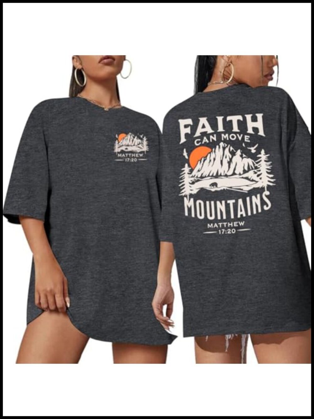 Oversized Faith Graphic T-Shirt Cotton Blend Crew Neck Casual Tee